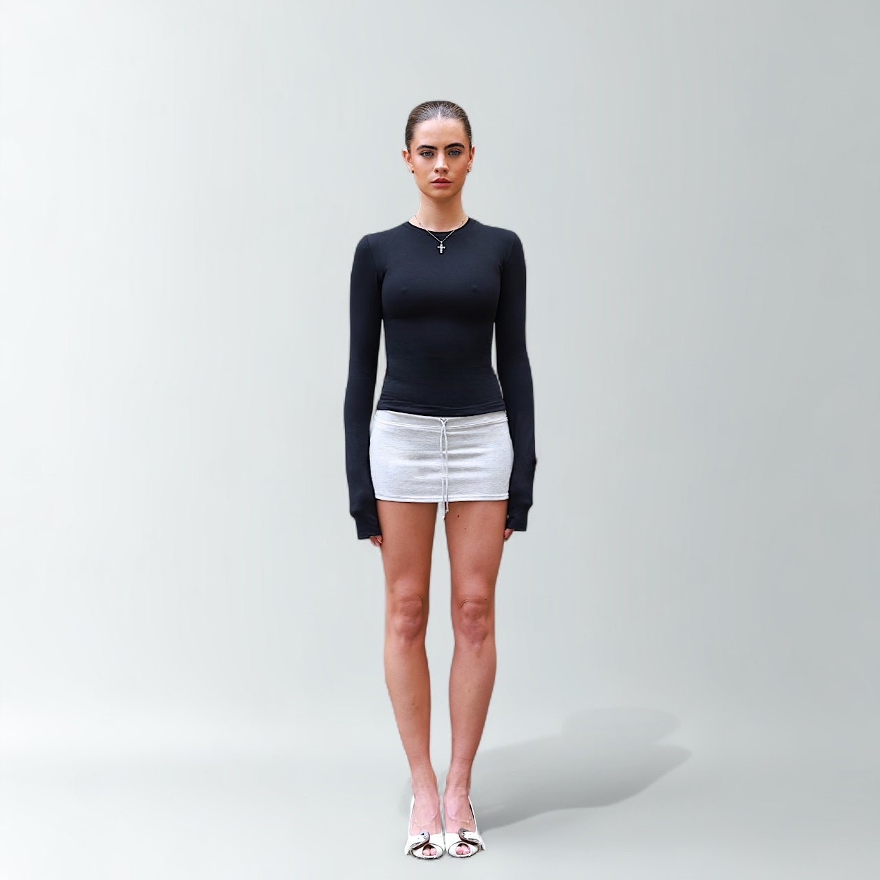 Cotton Long Sleeve Top - Black
