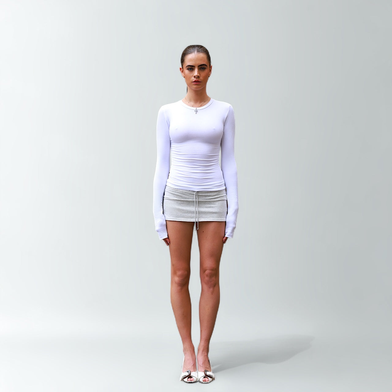 Cotton Long Sleeve Top - White